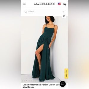 Lulus Bridesmaids Maxi Dress. Dreamy Romance Forest Green Backless. XS *NEW*
